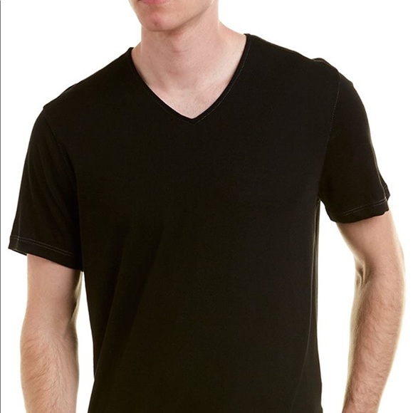John Varvatos Short Sleeve V Neck T-Shirt Black - Picture 5 of 12